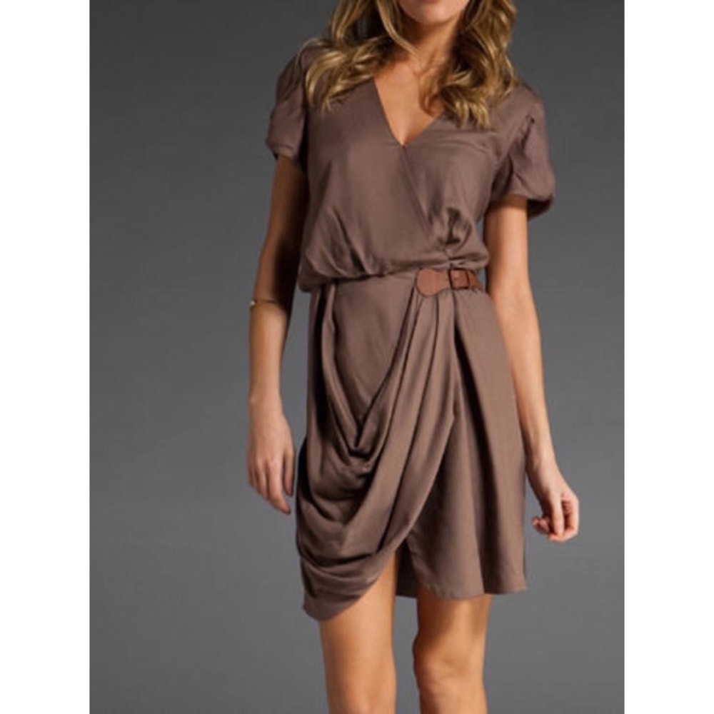 Tibi New York Angel Wrap Dress in Mushroom
